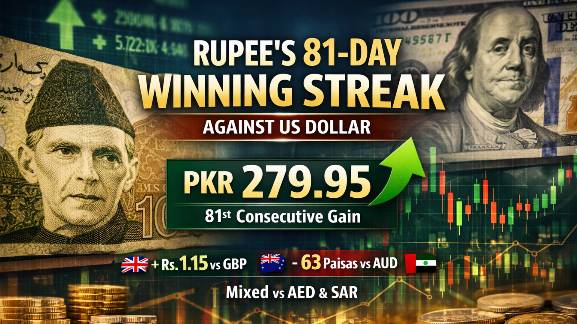 Pakistani Rupee Holds 81-Day Winning Streak Against US Dollar