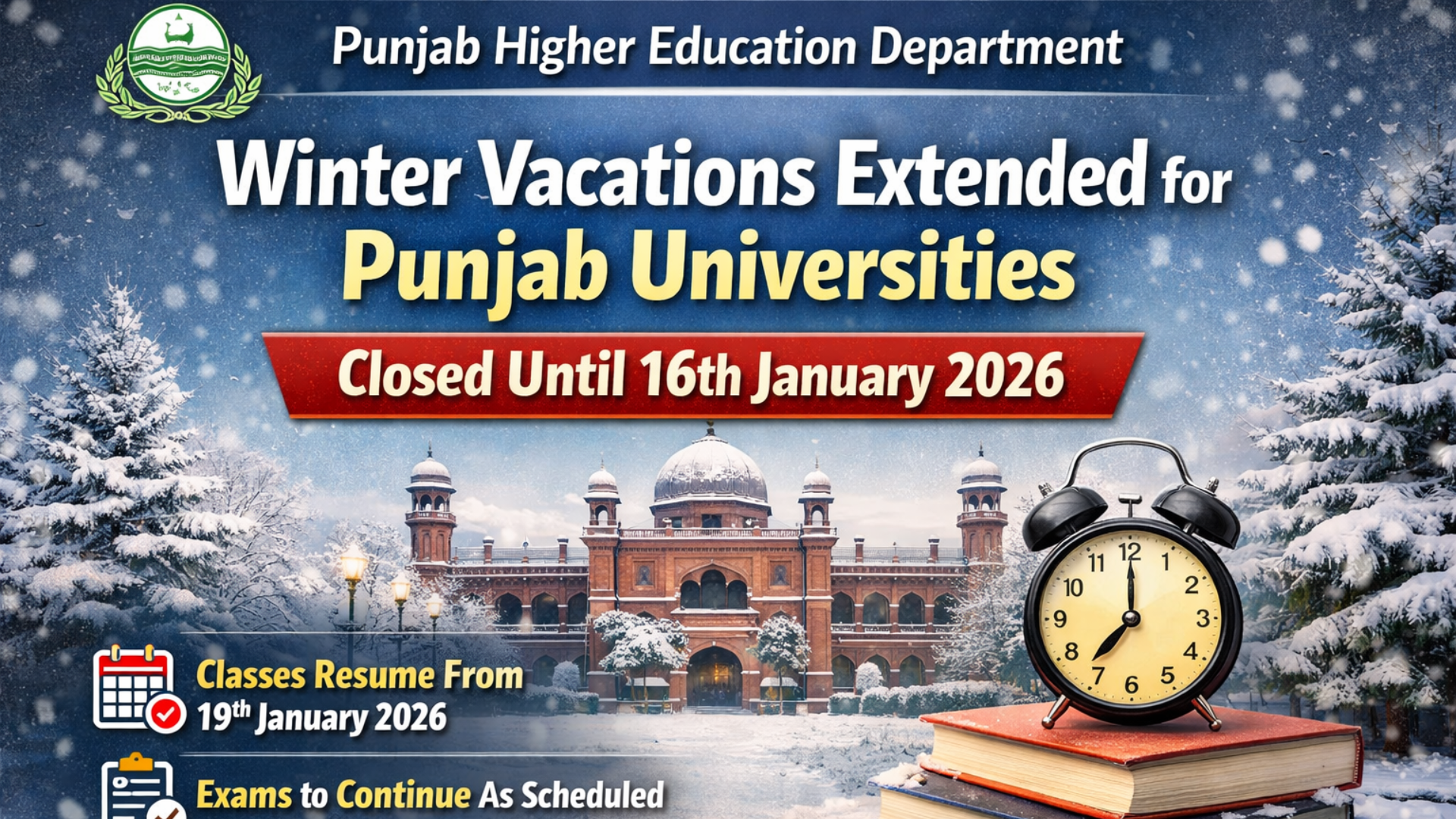 Punjab Extends Winter Vacations for Public and Private Universities