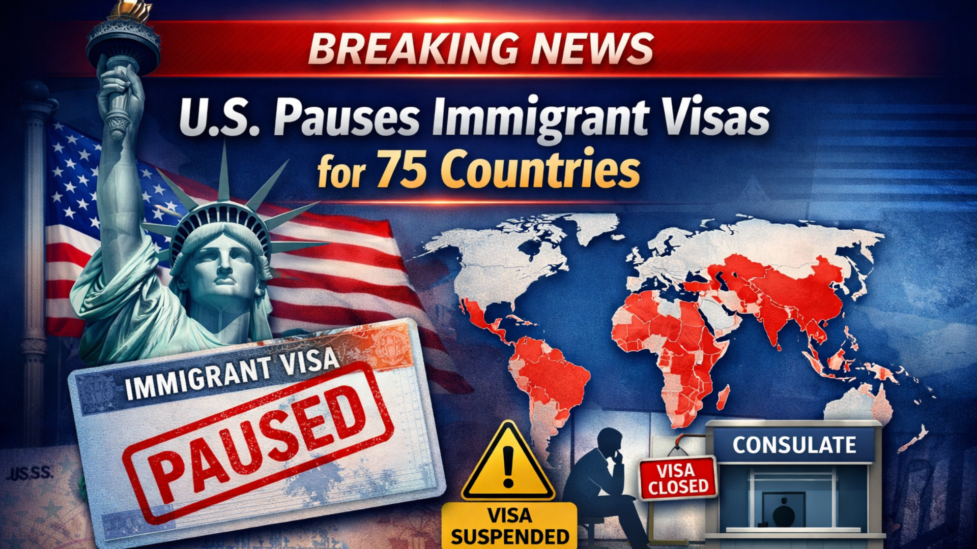 U.S. Pauses Immigrant Visa Issuance for 75 Countries
